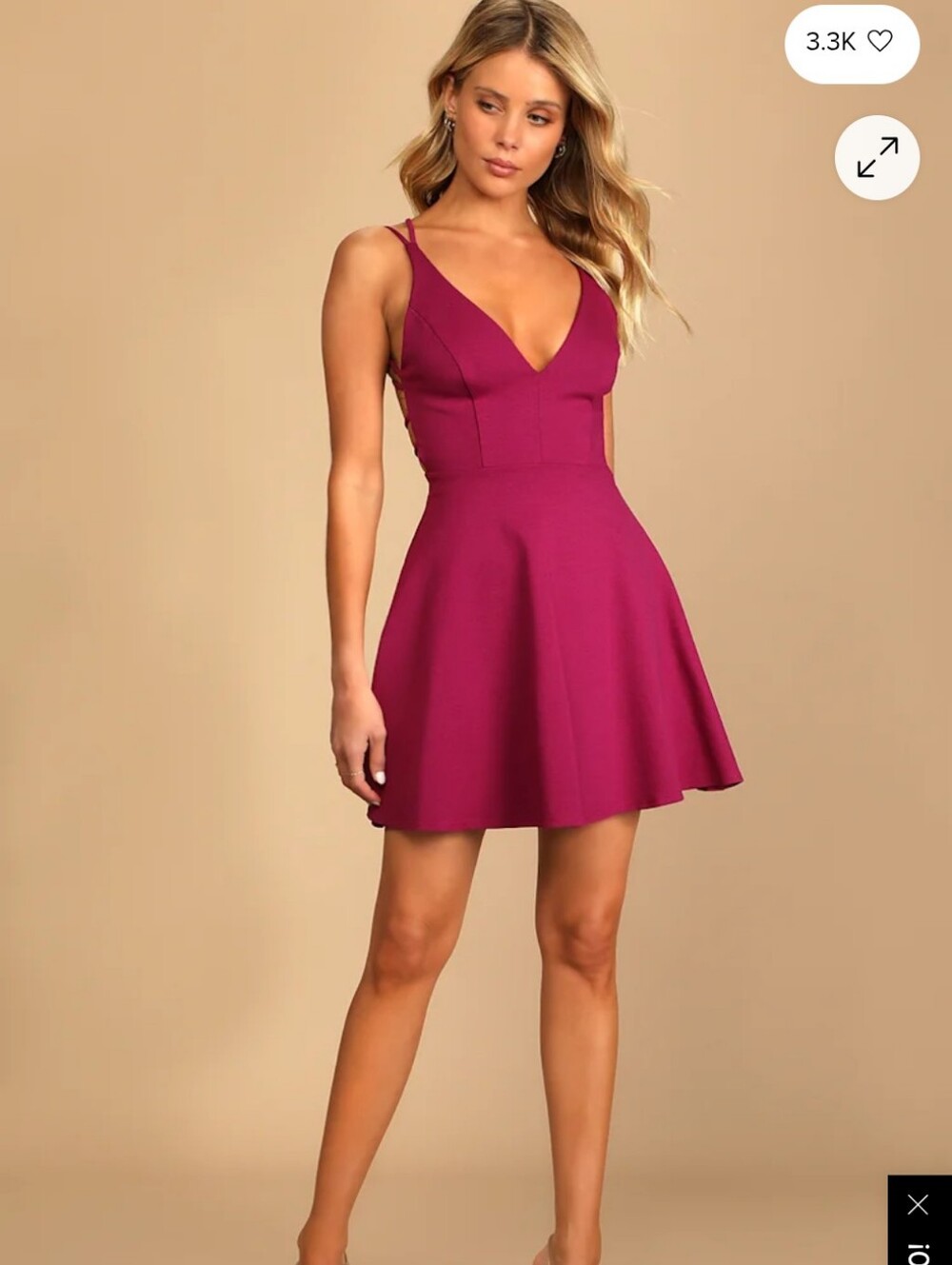 Lulus Believe in Love Magenta Backless Skater Dress
